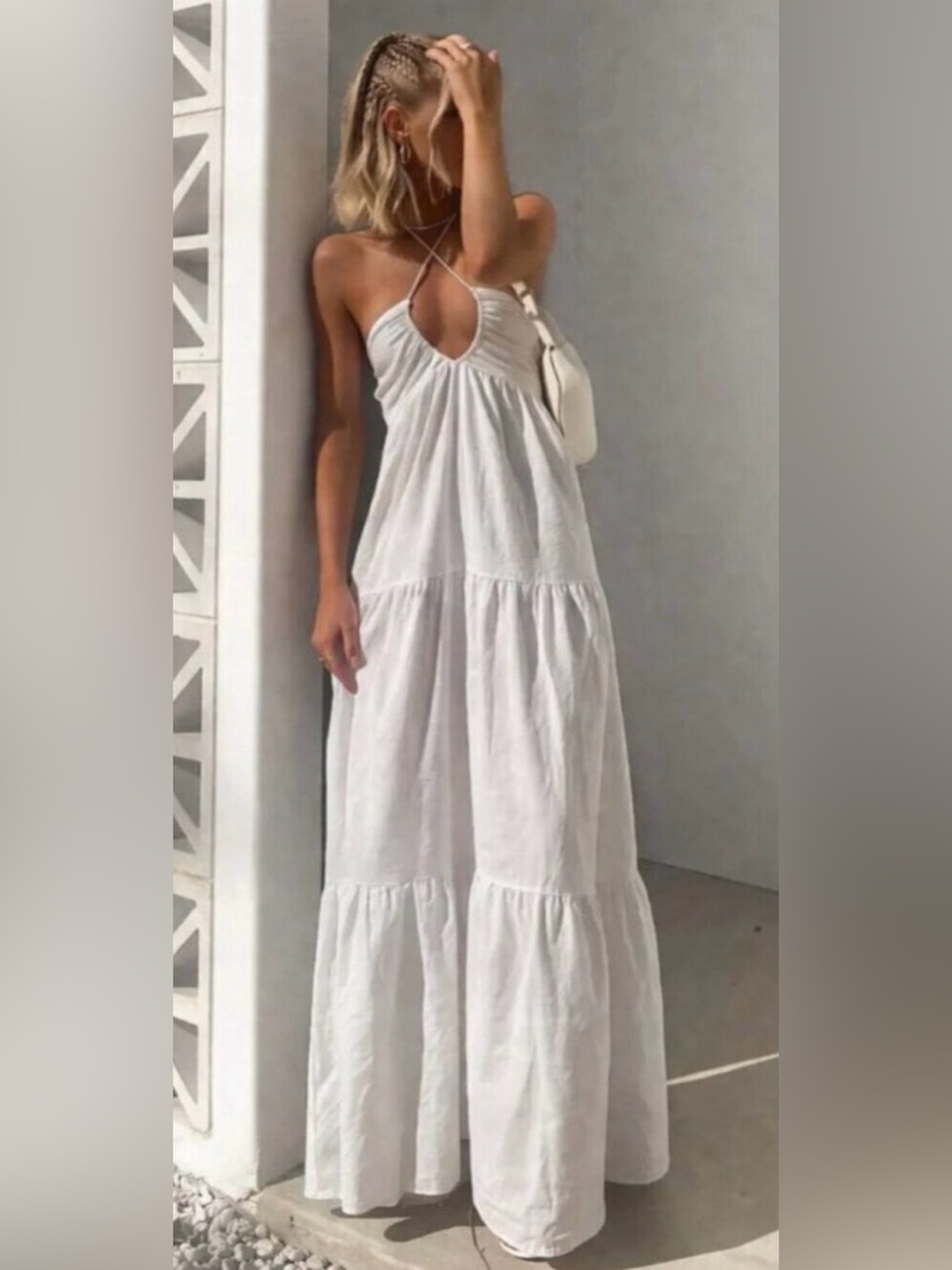 Princess Polly Tiered Halter Maxi Dress (NEVER WORN)
